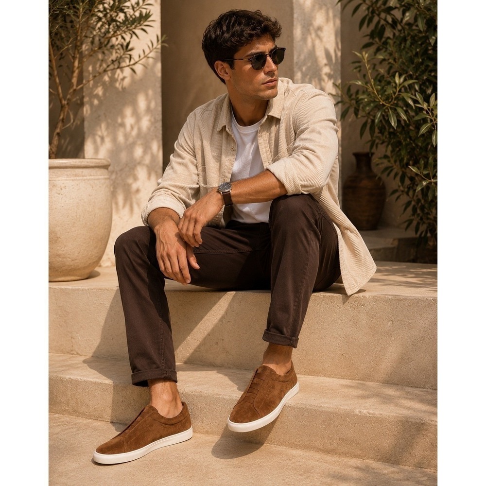 George Suede Leather Slip-On Sneakers Brown Men's Size 10 NWT New - Picture 8 of 8